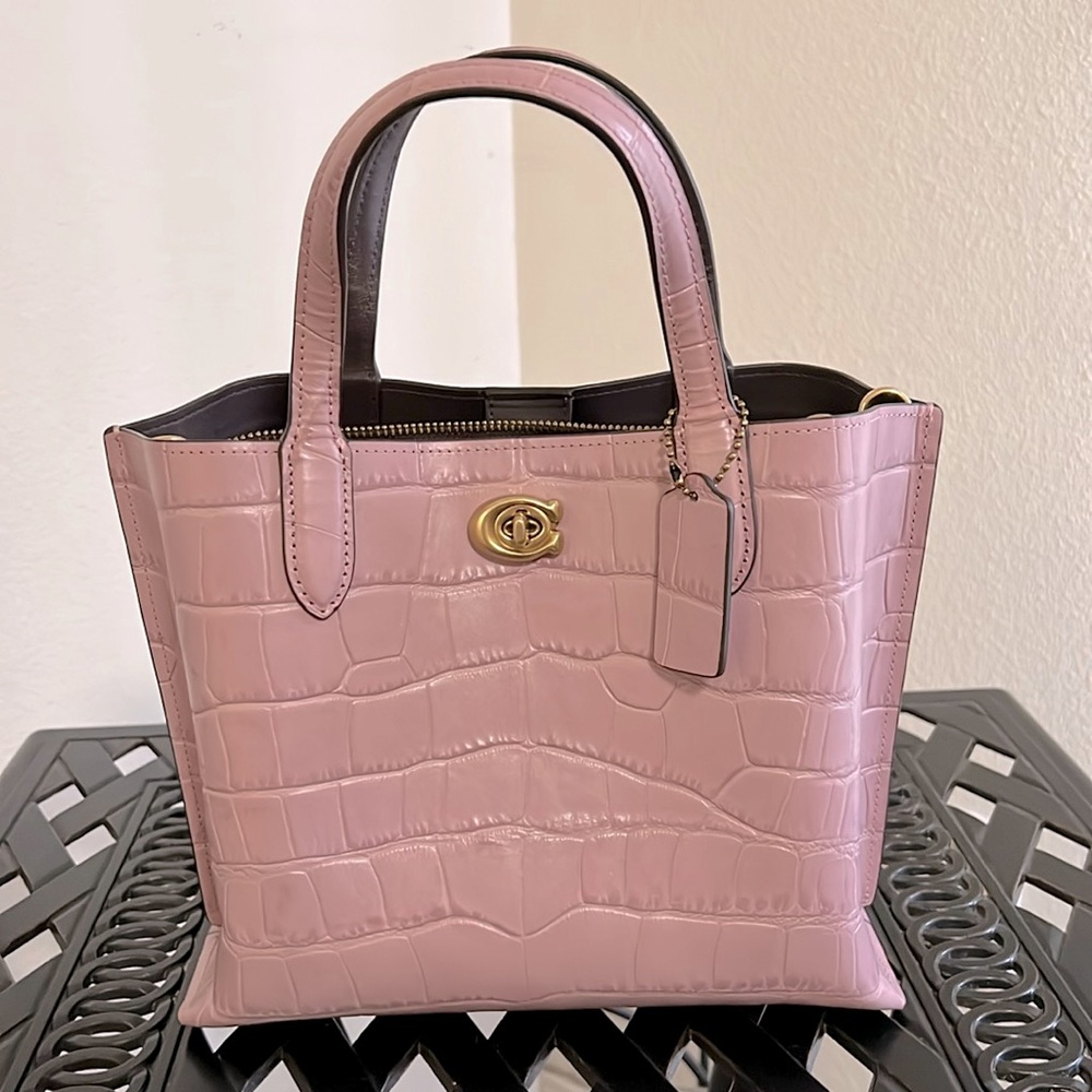 Coach Willow Tote 24 Crocodile Embossed Leather Bag - Picture 3 of 13